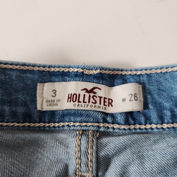 Hollister Womens Denim Jean Shorts Sz 3 W26 Blue Distressed Cutoff Y2K Casual - Picture 3 of 11
